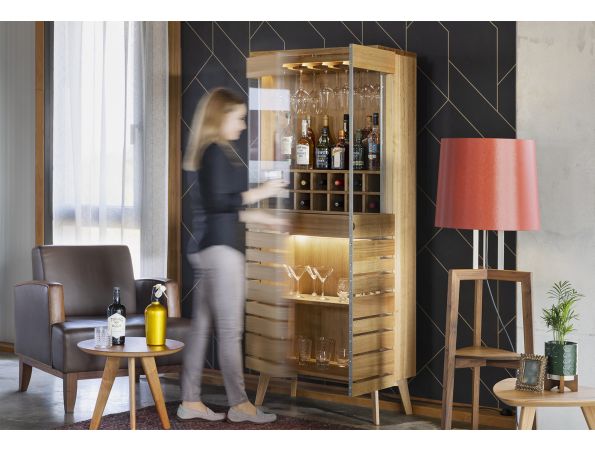 BAROSO Barschrank / Vitrine in Eiche