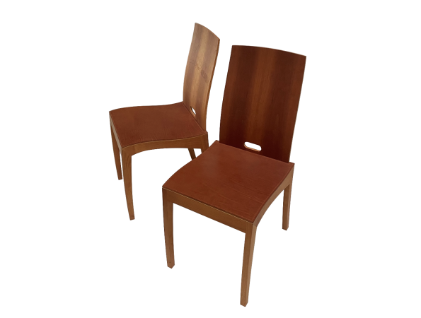 RANK chair, cherry, laser engraved, leather